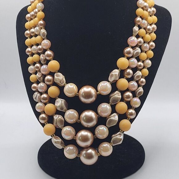 Vintage 50s Multistrand Necklace Signed Japan - Picture 1 of 5